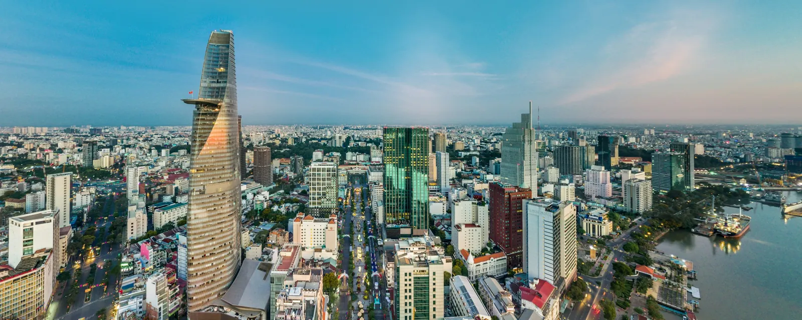 Central Ho Chi Minh City and the Bitexco tower from above