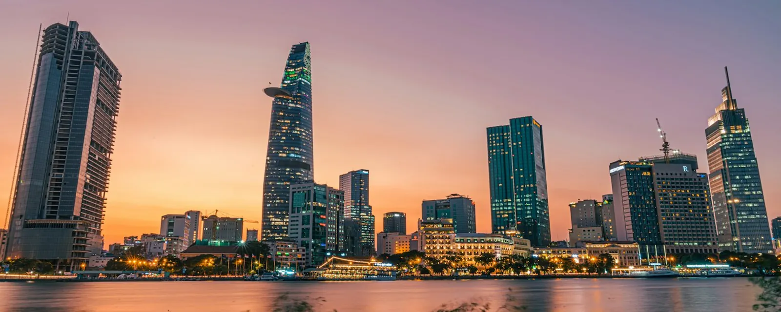 The Ho Chi Minh City skyline at sunset